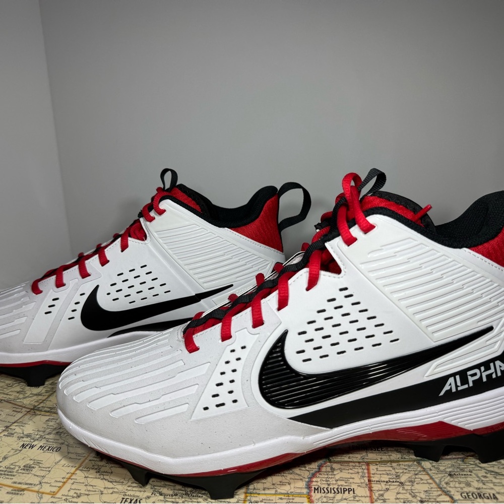 Nike Alpha Football Cleats White Black Red Men’s Size 12
